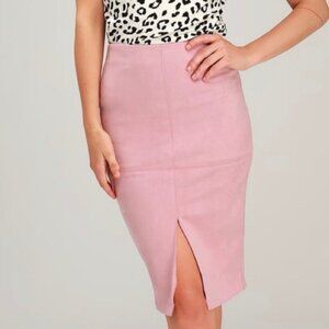 Lulu's Total Allure Blush Pink Vegan Suede Pencil Skirt Size Large